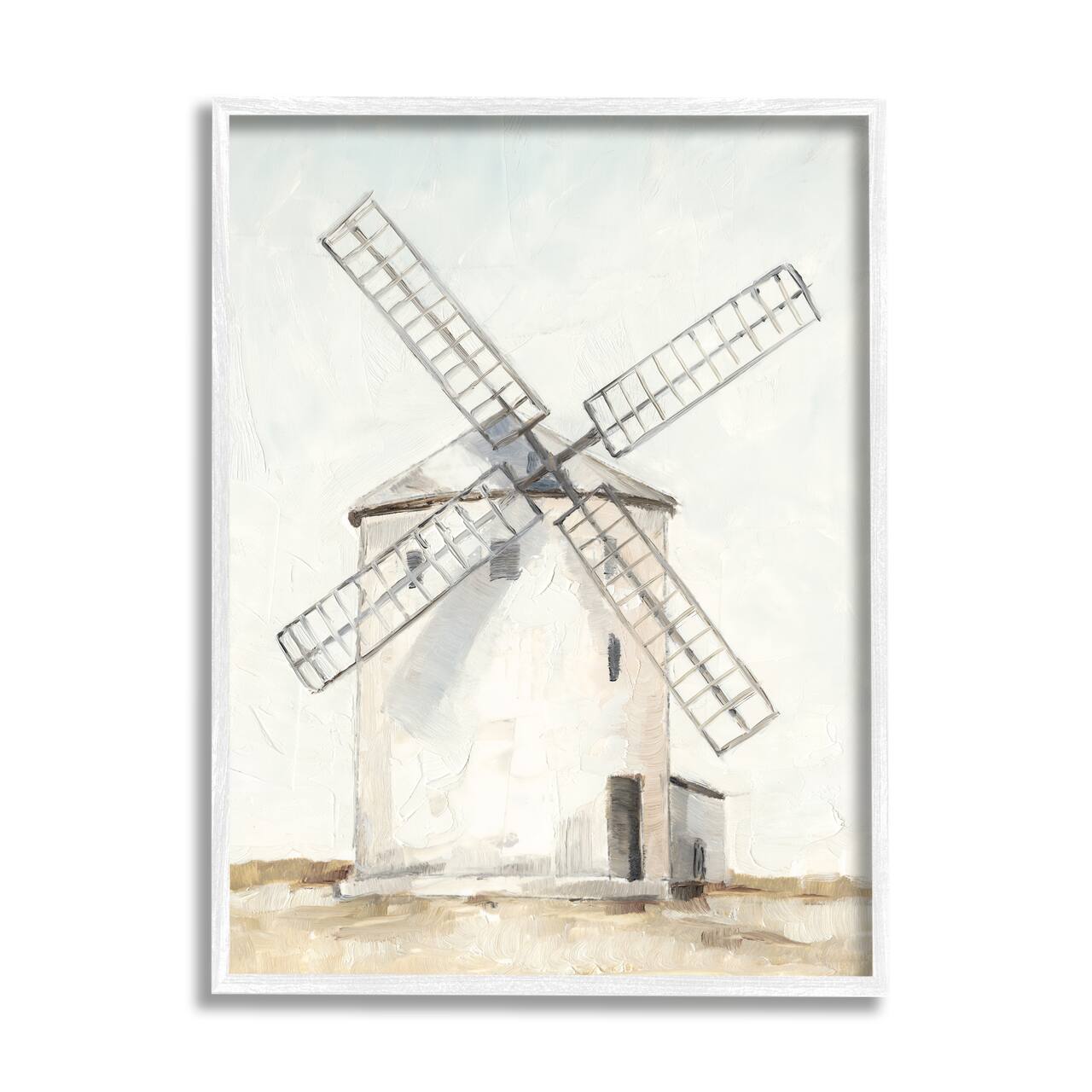 Stupell Industries Windmill Farm Landscape Wall Accent with White Frame